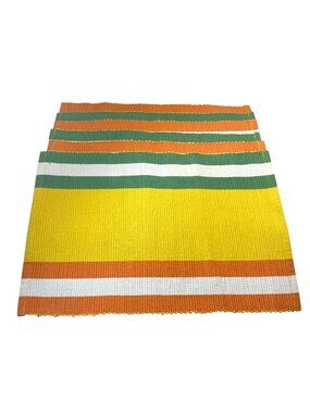 Set Of 6 Pier 1 Striped Textured Placemats Colorful Summery 13x19